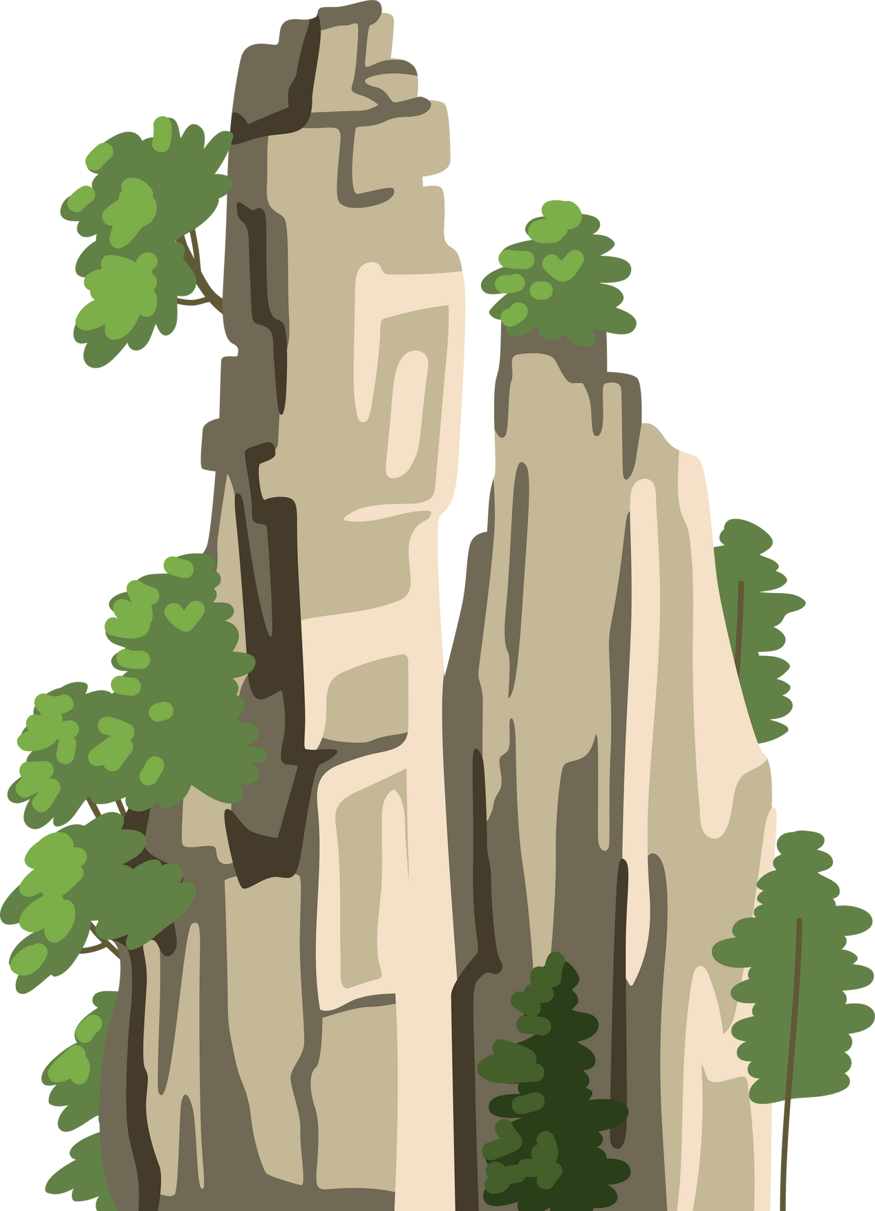 Chinese mountain flat illustration